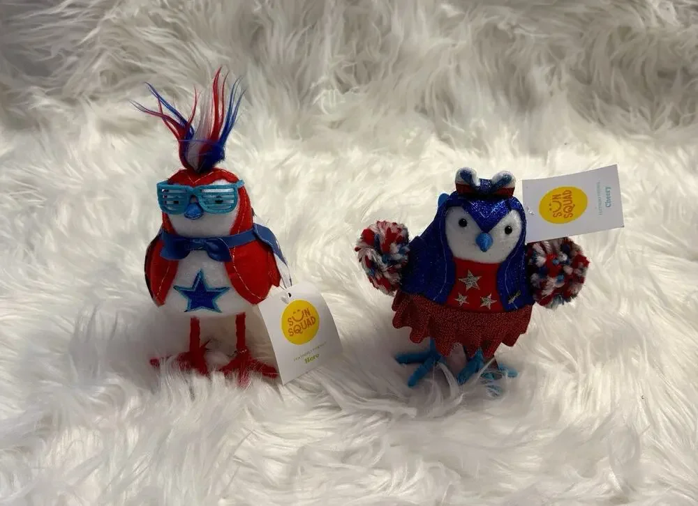 Pair Of Sun Squad 2025 4th July Featherly Friends Target Bird-Cheery & Hero